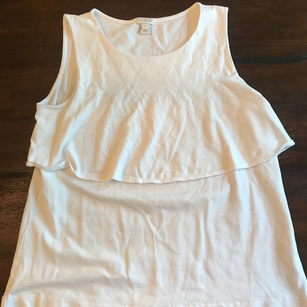 White Ruffled J Crew Tank Sz M